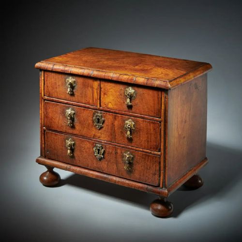 rare 17th century miniature william and mary walnut table top chest c1690 - CATEGORY: ANTIQUE CUPBOARDS - DATED 17TH CENTURY