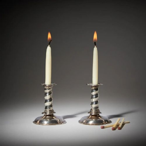 rare 17th century charles ii miniature silver trumpet form candlesticks c 1660 - CATEGORY: ANTIQUE SILVER - DATED 17TH CENTURY