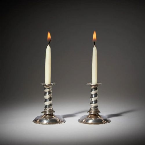 RARE 17TH CENTURY CHARLES II MINIATURE SILVER TRUMPET FORM CANDLESTICKS C 1660 - ADDITIONAL PHOTO 2