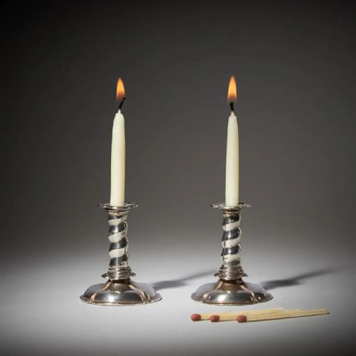 RARE 17TH CENTURY CHARLES II MINIATURE SILVER TRUMPET FORM CANDLESTICKS C 1660 - ADDITIONAL PHOTO 3