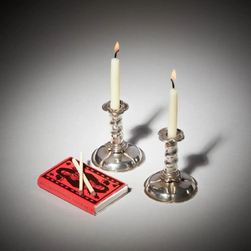 RARE 17TH CENTURY CHARLES II MINIATURE SILVER TRUMPET FORM CANDLESTICKS C 1660 - ADDITIONAL PHOTO 6