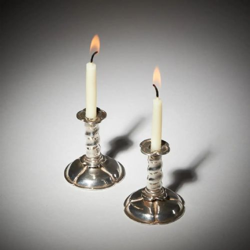 RARE 17TH CENTURY CHARLES II MINIATURE SILVER TRUMPET FORM CANDLESTICKS C 1660 - ADDITIONAL PHOTO 7
