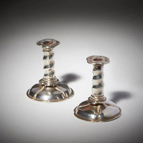 RARE 17TH CENTURY CHARLES II MINIATURE SILVER TRUMPET FORM CANDLESTICKS C 1660 - ADDITIONAL PHOTO 8