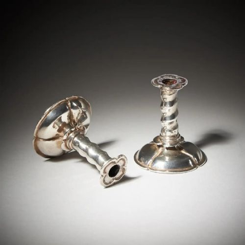 RARE 17TH CENTURY CHARLES II MINIATURE SILVER TRUMPET FORM CANDLESTICKS C 1660 - ADDITIONAL PHOTO 10