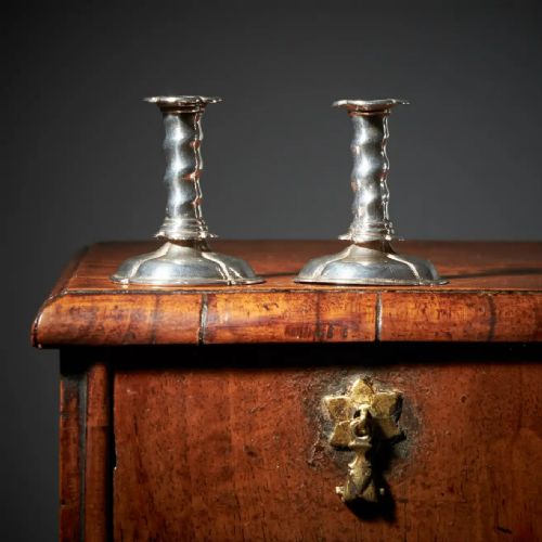 RARE 17TH CENTURY CHARLES II MINIATURE SILVER TRUMPET FORM CANDLESTICKS C 1660 - ADDITIONAL PHOTO 11