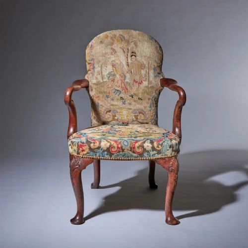 18th century george i walnut shepherds crook arm chair - CATEGORY: ANTIQUE CHAIRS - DATED 18TH CENTURY