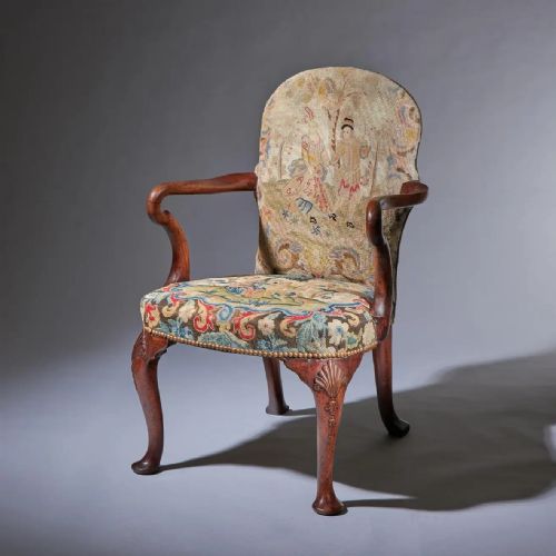 18TH CENTURY GEORGE I WALNUT SHEPHERDS CROOK ARM CHAIR - ADDITIONAL PHOTO 1