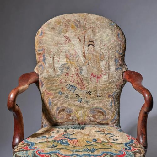 18TH CENTURY GEORGE I WALNUT SHEPHERDS CROOK ARM CHAIR - ADDITIONAL PHOTO 3