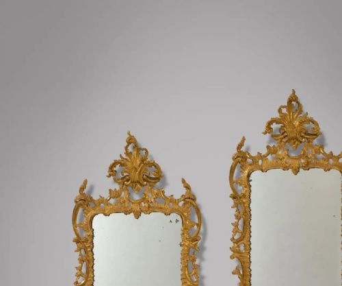 A RARE PAIR OF GEORGE III 18TH CENTURY ROCCO GILTWOOD MIRRORS CIRCA 17501760 - ADDITIONAL PHOTO 1
