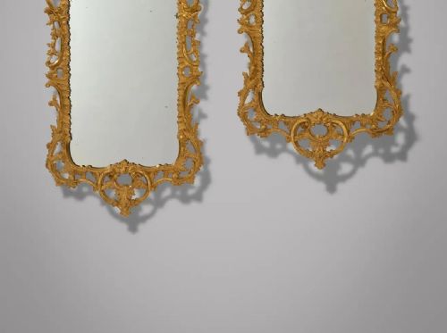 A RARE PAIR OF GEORGE III 18TH CENTURY ROCCO GILTWOOD MIRRORS CIRCA 17501760 - ADDITIONAL PHOTO 2
