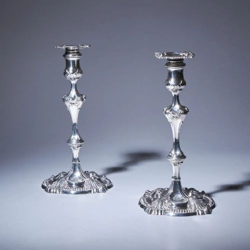 pair of 18th century george iii silver candlesticks by david bell london 1762 - CATEGORY: ANTIQUE SILVER - DATED 18TH CENTURY