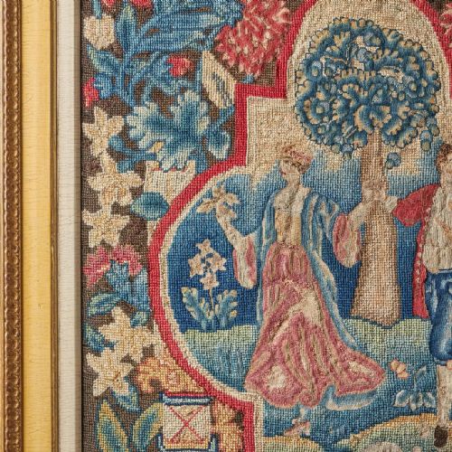A RARE AND VIBRANT FRAMED 18TH CENTURY GEORGE II NEEDLEWORK PICTURE CIRCA 1730 - ADDITIONAL PHOTO 2