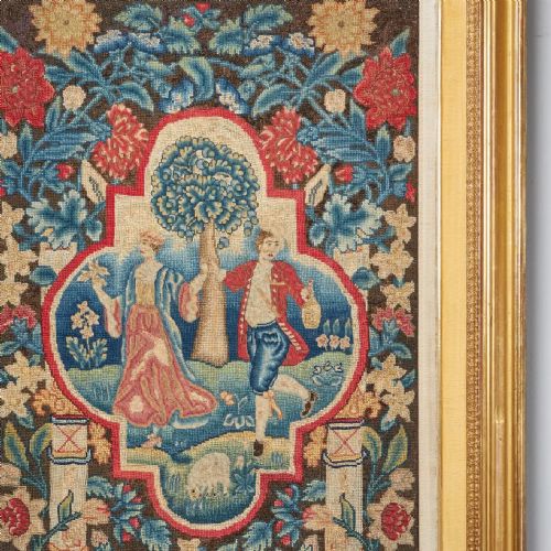 A RARE AND VIBRANT FRAMED 18TH CENTURY GEORGE II NEEDLEWORK PICTURE CIRCA 1730 - ADDITIONAL PHOTO 3