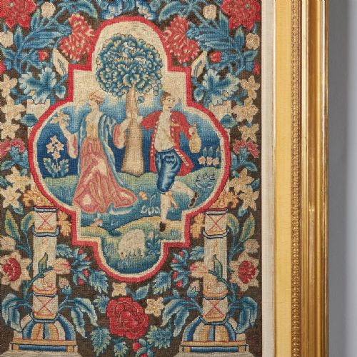A RARE AND VIBRANT FRAMED 18TH CENTURY GEORGE II NEEDLEWORK PICTURE CIRCA 1730 - ADDITIONAL PHOTO 4
