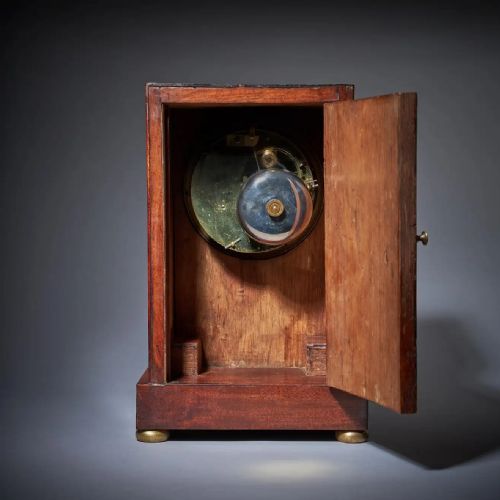 19THCENTURY FRENCH FLAME MAHOGANY NAPOLEON EMPIRE PERIOD MANTEL CLOCK - ADDITIONAL PHOTO 4