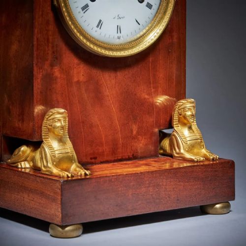 19THCENTURY FRENCH FLAME MAHOGANY NAPOLEON EMPIRE PERIOD MANTEL CLOCK - ADDITIONAL PHOTO 6