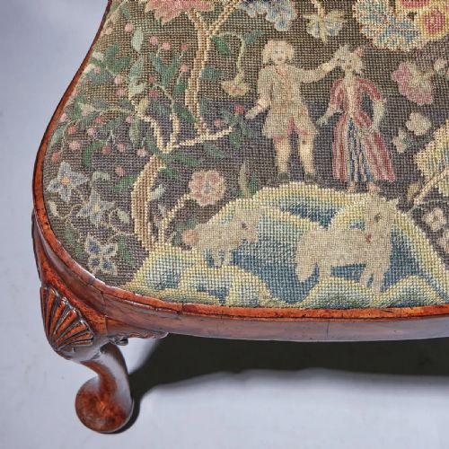 18TH CENTURY GEORGE I CARVED WALNUT CHAIR COVERED IN PERIOD NEEDLEWORK - ADDITIONAL PHOTO 9