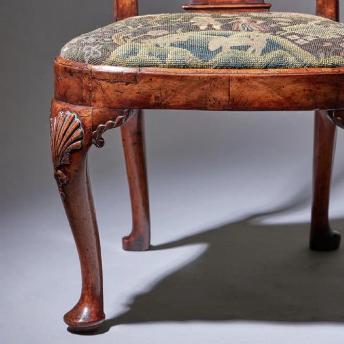 18TH CENTURY GEORGE I CARVED WALNUT CHAIR COVERED IN PERIOD NEEDLEWORK - ADDITIONAL PHOTO 10