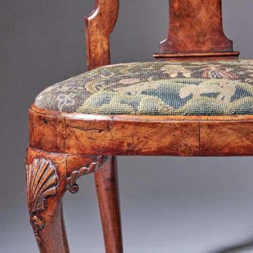 18TH CENTURY GEORGE I CARVED WALNUT CHAIR COVERED IN PERIOD NEEDLEWORK - ADDITIONAL PHOTO 11