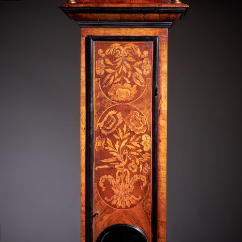 AN EXCEPTIONAL WILLIAM AND MARY 10 INCH MARQUETRY LONGCASE CLOCK BY JAMES CLOWES C 1680 - ADDITIONAL PHOTO 2