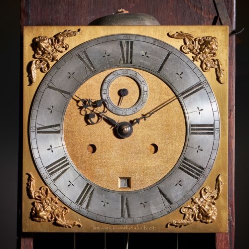 AN EXCEPTIONAL WILLIAM AND MARY 10 INCH MARQUETRY LONGCASE CLOCK BY JAMES CLOWES C 1680 - ADDITIONAL PHOTO 5