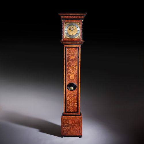 AN EXCEPTIONAL WILLIAM AND MARY 10 INCH MARQUETRY LONGCASE CLOCK BY JAMES CLOWES C 1680 - ADDITIONAL PHOTO 8