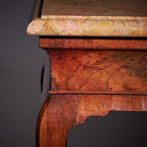 18TH CENTURY GEORGE II FIGURED WALNUT CONSOLE TABLE SIENNA BROCATELLE MARBLE - ADDITIONAL PHOTO 9
