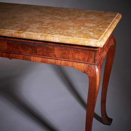 18TH CENTURY GEORGE II FIGURED WALNUT CONSOLE TABLE SIENNA BROCATELLE MARBLE - ADDITIONAL PHOTO 16