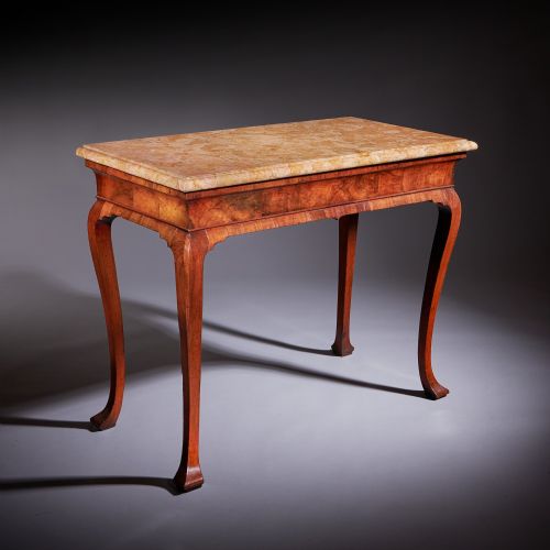 18TH CENTURY GEORGE II FIGURED WALNUT CONSOLE TABLE SIENNA BROCATELLE MARBLE - ADDITIONAL PHOTO 23