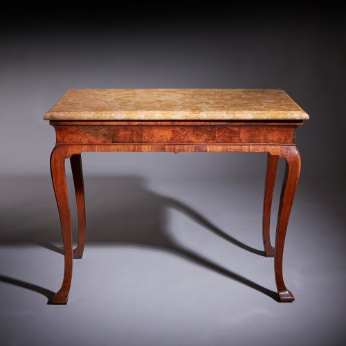 18TH CENTURY GEORGE II FIGURED WALNUT CONSOLE TABLE SIENNA BROCATELLE MARBLE - ADDITIONAL PHOTO 24