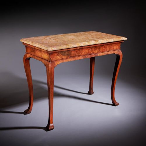 18TH CENTURY GEORGE II FIGURED WALNUT CONSOLE TABLE SIENNA BROCATELLE MARBLE - ADDITIONAL PHOTO 2