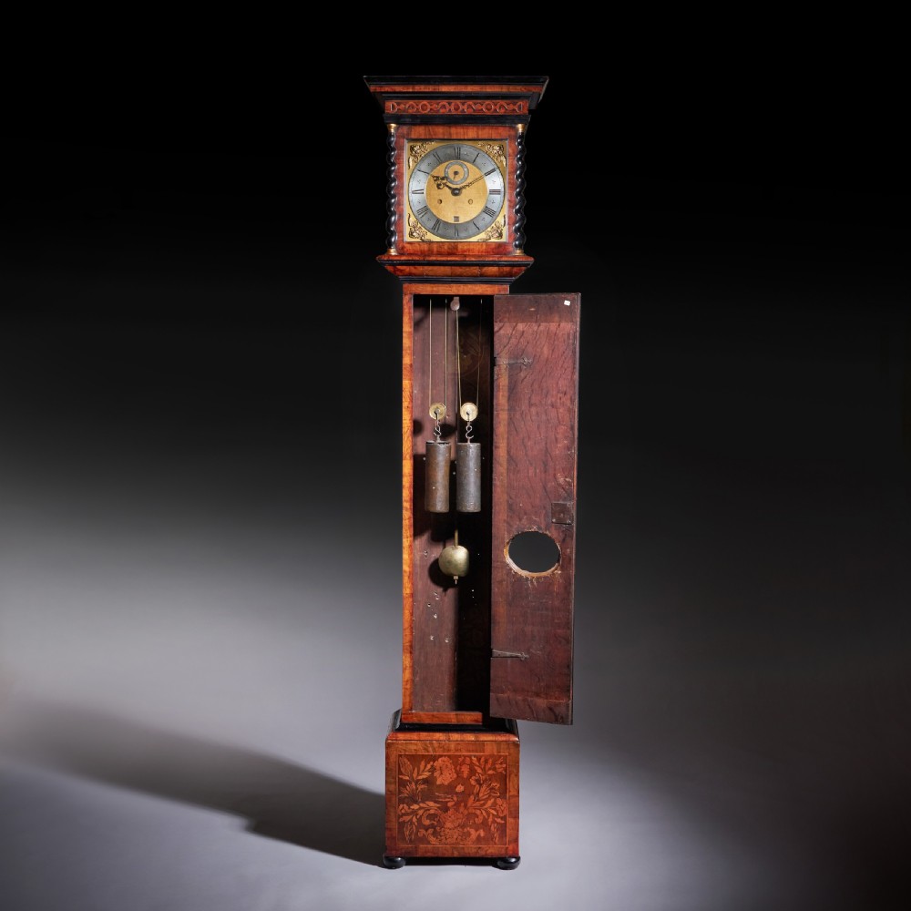 An Exceptional William and Mary 10 Inch Marquetry Longcase Clock by James Clowes, c. 1680