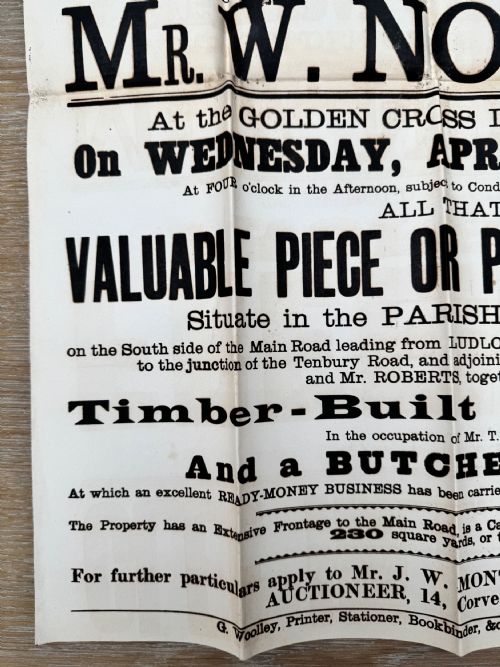 1891 VICTORIAN PRINTED AUCTION POSTER CLEE HILL LUDLOW SHROPSHIRE 1 - ADDITIONAL PHOTO 5