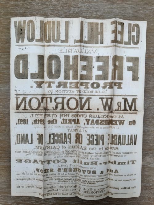 1891 VICTORIAN PRINTED AUCTION POSTER CLEE HILL LUDLOW SHROPSHIRE 1 - ADDITIONAL PHOTO 7