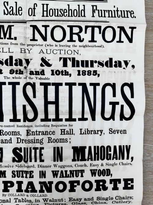 1885 VICTORIAN PRINTED AUCTION POSTER BRIMFIELD HEREFORDSHIRE FURNITURE 3 - ADDITIONAL PHOTO 4