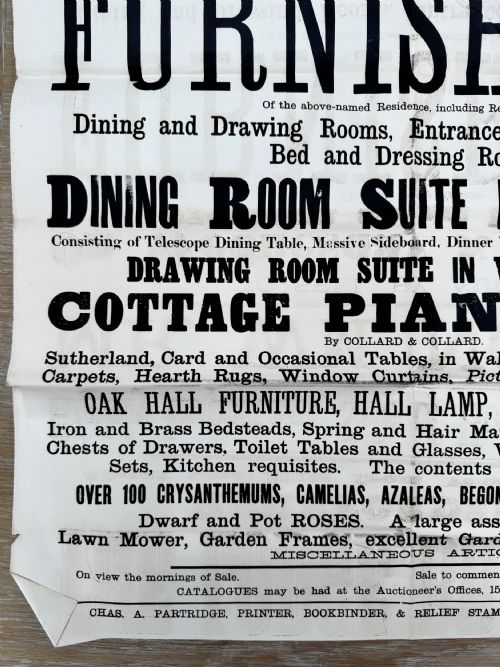 1885 VICTORIAN PRINTED AUCTION POSTER BRIMFIELD HEREFORDSHIRE FURNITURE 3 - ADDITIONAL PHOTO 5