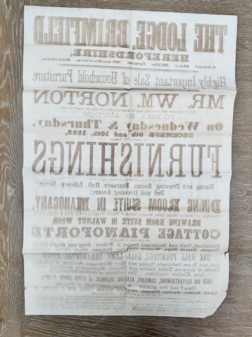 1885 VICTORIAN PRINTED AUCTION POSTER BRIMFIELD HEREFORDSHIRE FURNITURE 3 - ADDITIONAL PHOTO 8