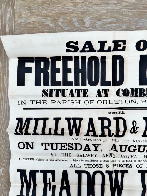 1881 VICTORIAN PRINTED AUCTION SALE POSTER ORLETON HEREFORDSHIRE LAND 4 - ADDITIONAL PHOTO 1