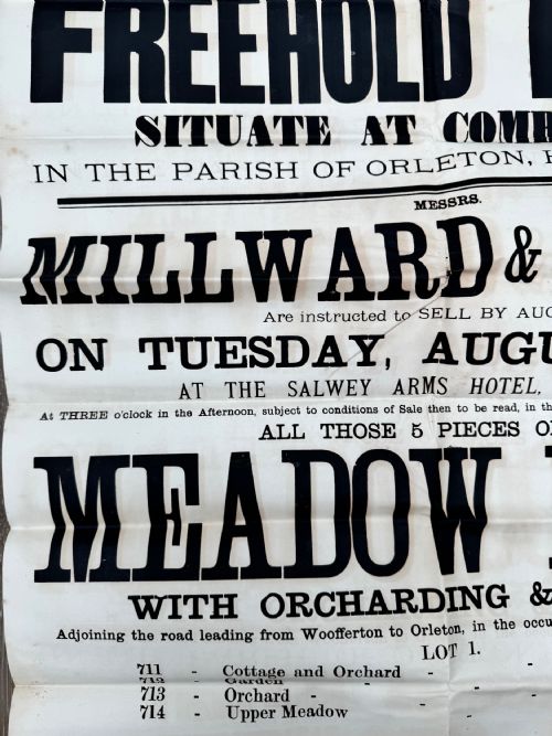 1881 VICTORIAN PRINTED AUCTION SALE POSTER ORLETON HEREFORDSHIRE LAND 4 - ADDITIONAL PHOTO 3