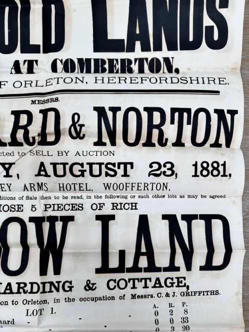 1881 VICTORIAN PRINTED AUCTION SALE POSTER ORLETON HEREFORDSHIRE LAND 4 - ADDITIONAL PHOTO 4