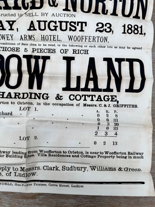 1881 VICTORIAN PRINTED AUCTION SALE POSTER ORLETON HEREFORDSHIRE LAND 4 - ADDITIONAL PHOTO 6