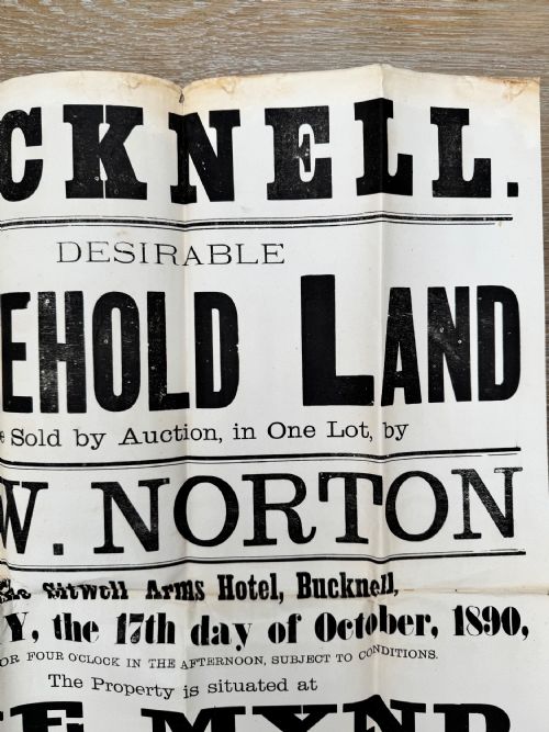 1890 VICTORIAN PRINTED AUCTION POSTER LAND BUCKNELL SHROPSHIRE 5 - ADDITIONAL PHOTO 2