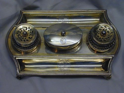 Refined Antique Sterling Silver Partners Inkstand
