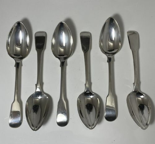 Antique 1815 Sterling Silver Set 6 Dessert Spoons Simple Elegant Design 