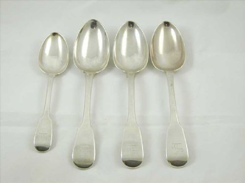 Three serving spoons antique silver & a dessert spoon dated 1817 