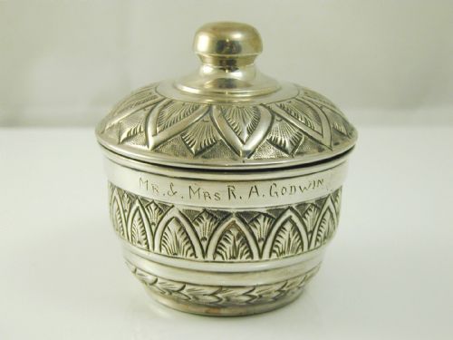 Antique silver musk pot lidded trinket pot 78.7 grams circa 1920s Persian?