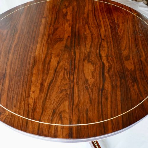 FINE REGENCY ROSEWOOD AND IVORY INLAID CIRCULAR TILTTOP CENTRE TABLE - ADDITIONAL PHOTO 13