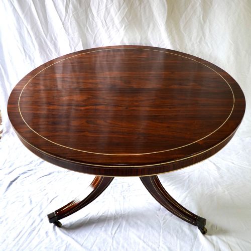 FINE REGENCY ROSEWOOD AND IVORY INLAID CIRCULAR TILTTOP CENTRE TABLE - ADDITIONAL PHOTO 1