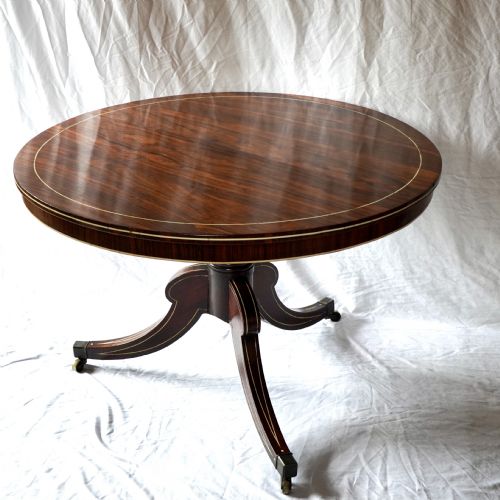 FINE REGENCY ROSEWOOD AND IVORY INLAID CIRCULAR TILTTOP CENTRE TABLE - ADDITIONAL PHOTO 15