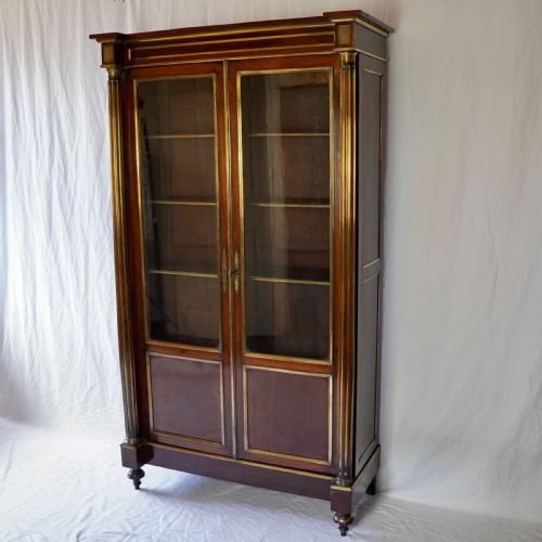 FRENCH DIRECTOIRE STYLE MAHOGANY GLAZED DISPLAY VITRINE CABINET - ADDITIONAL PHOTO 1